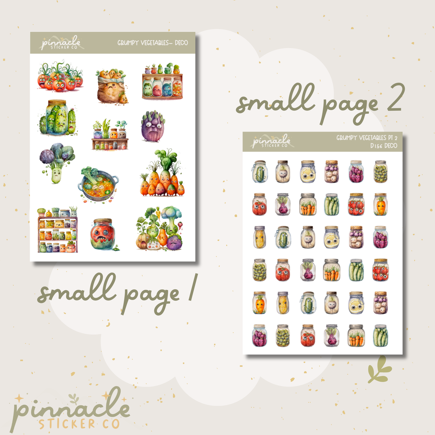 Grumpy Vegetables Deco Planner Stickers