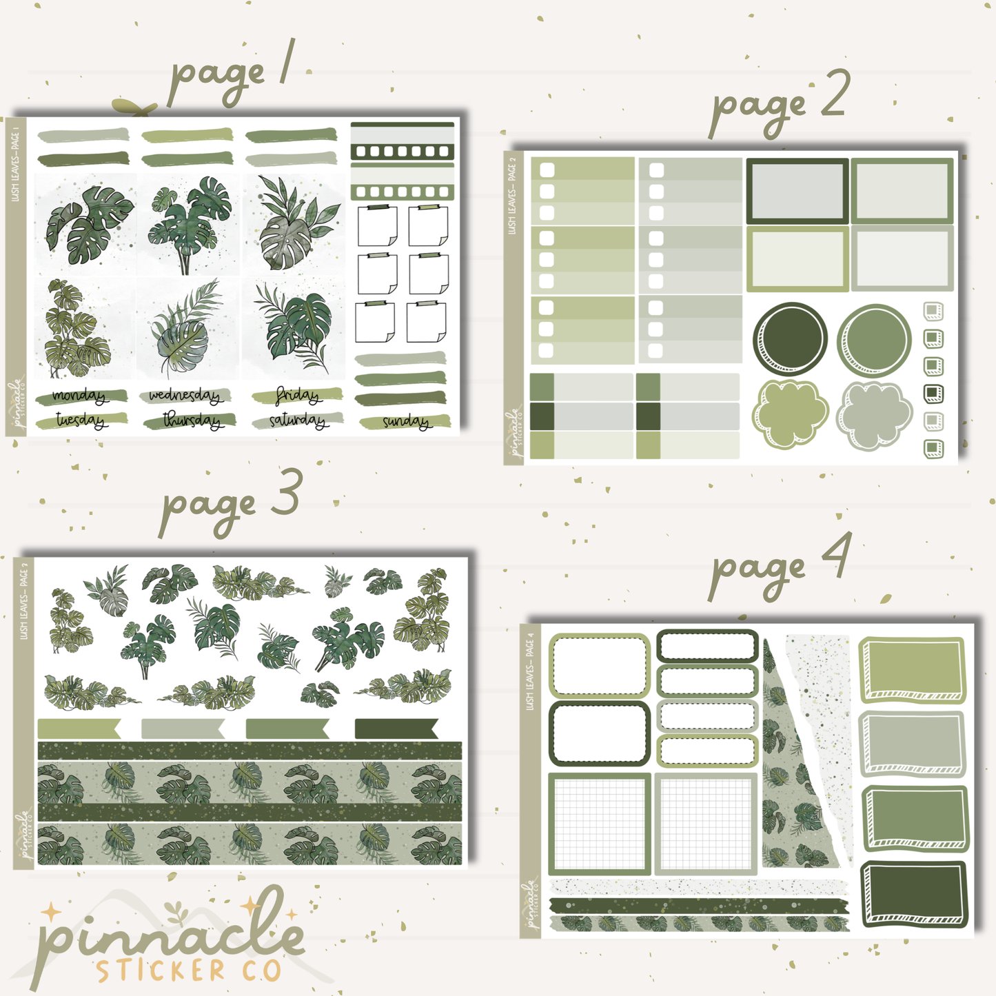 Lush Leaves Weekly Kit Planner Stickers