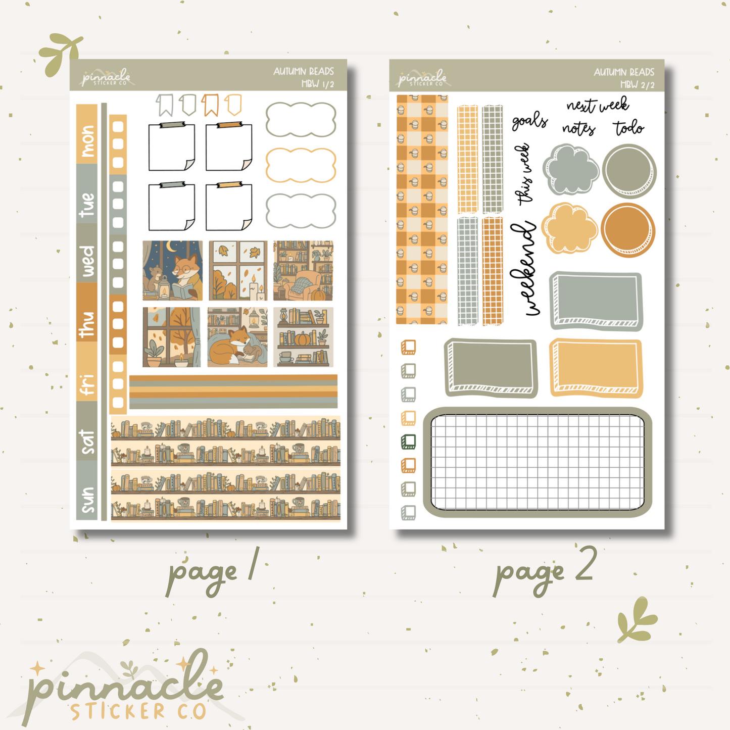 Autumn Reads Hobonichi Weeks Planner Stickers