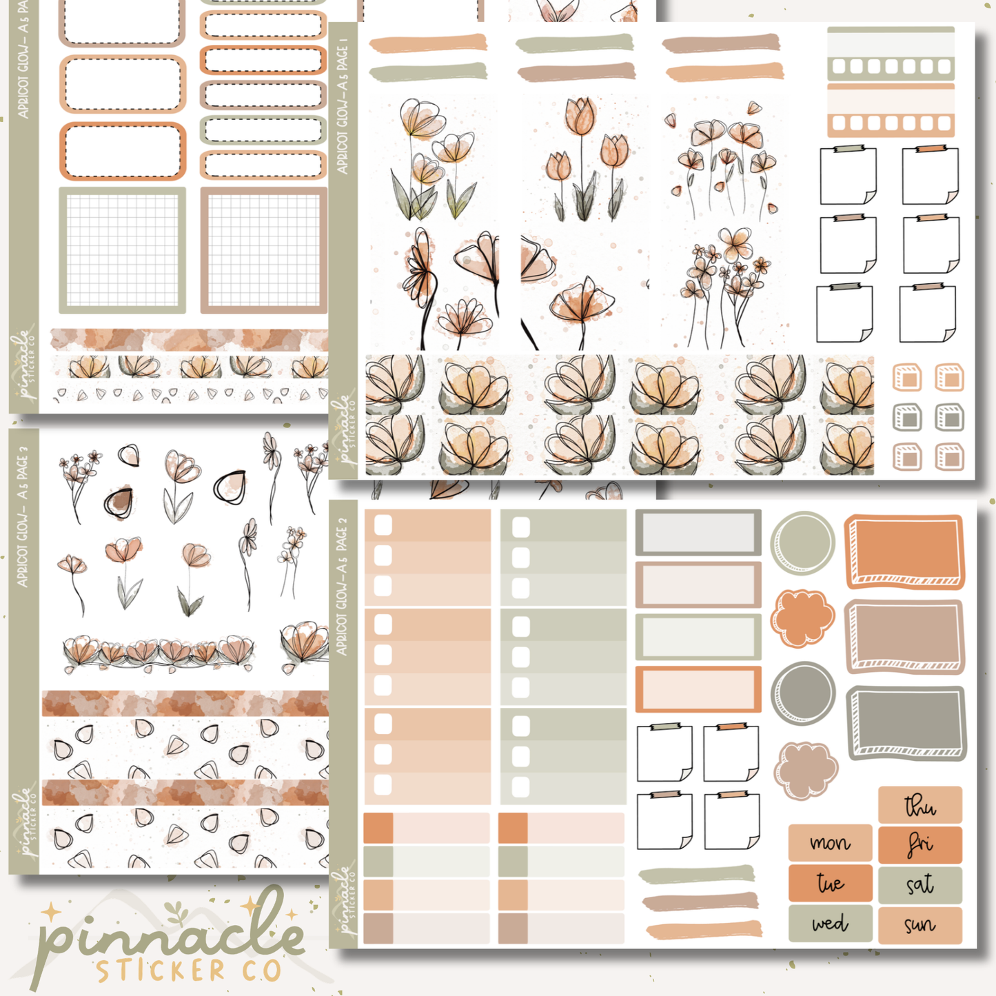 Apricot Glow A5 Kit Planner Stickers