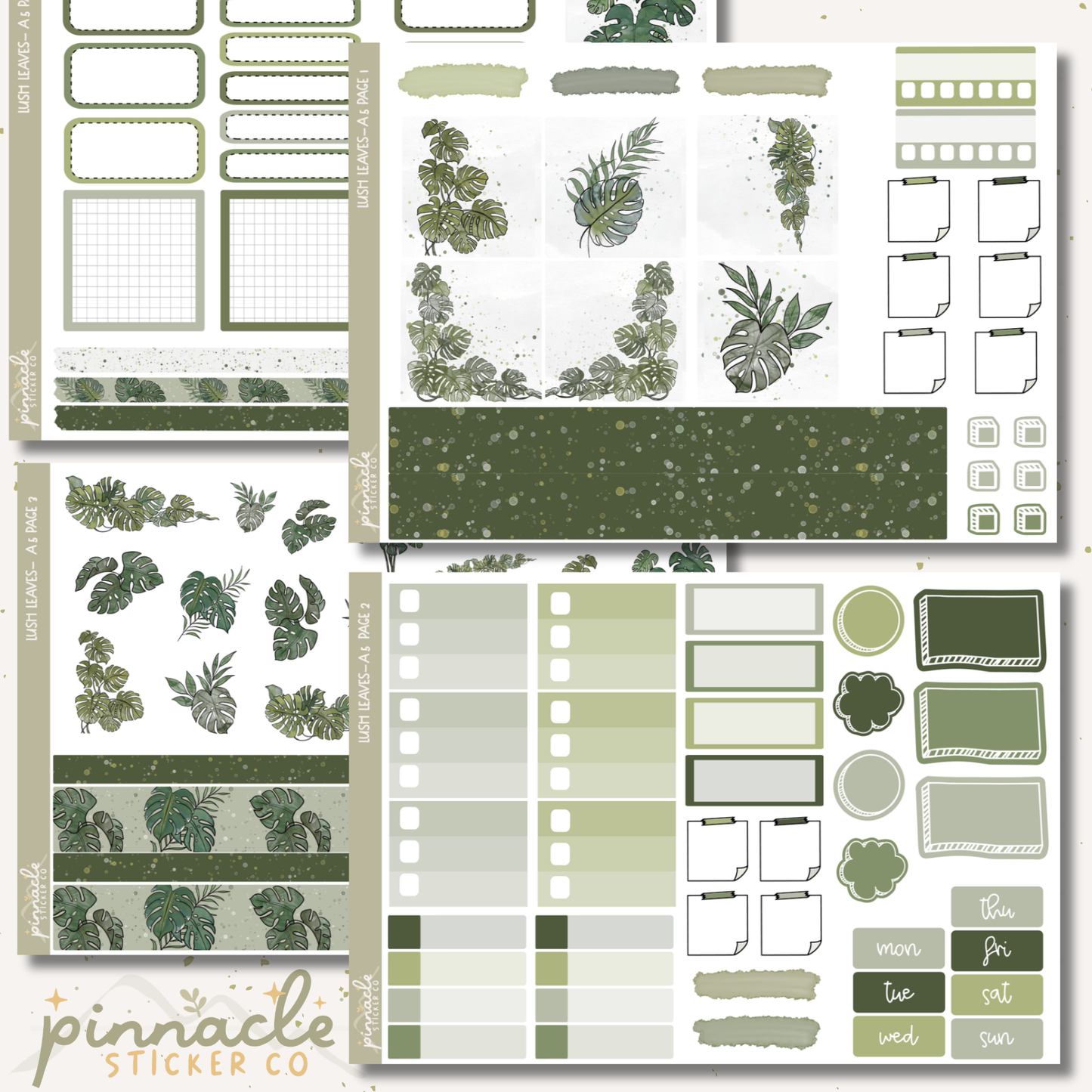 Lush Leaves A5 Kit Planner Stickers