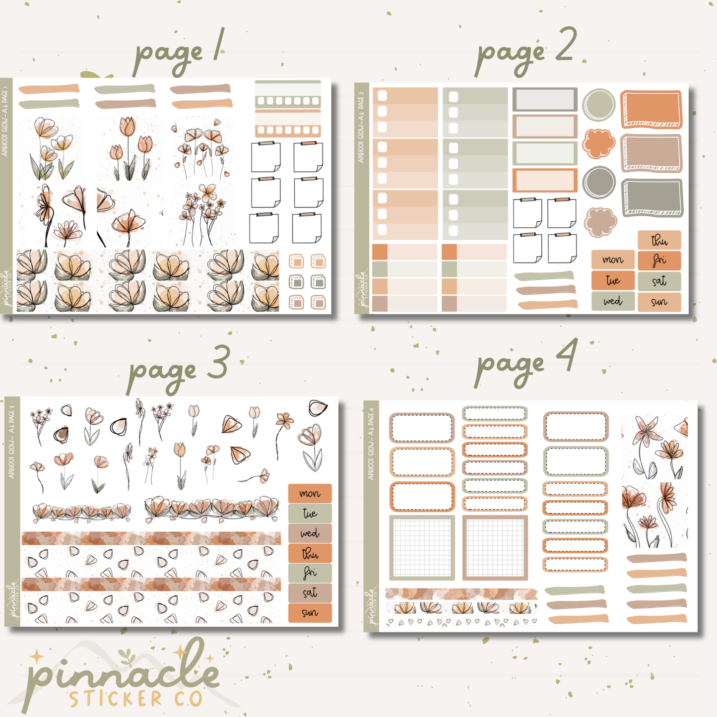 Apricot Glow A5 Kit Planner Stickers