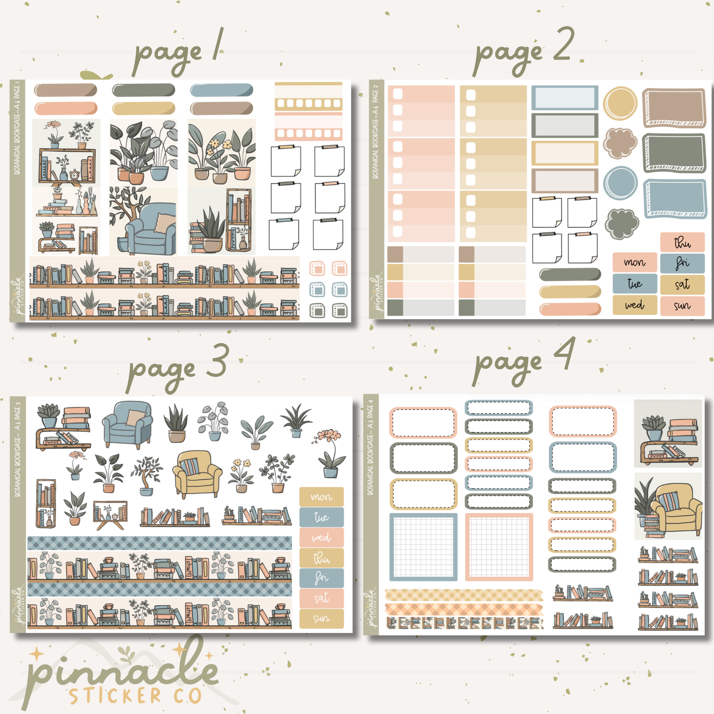 Botanical Bookcase A5 Kit Planner Stickers