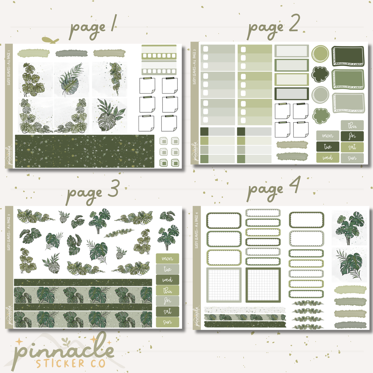 Lush Leaves A5 Kit Planner Stickers