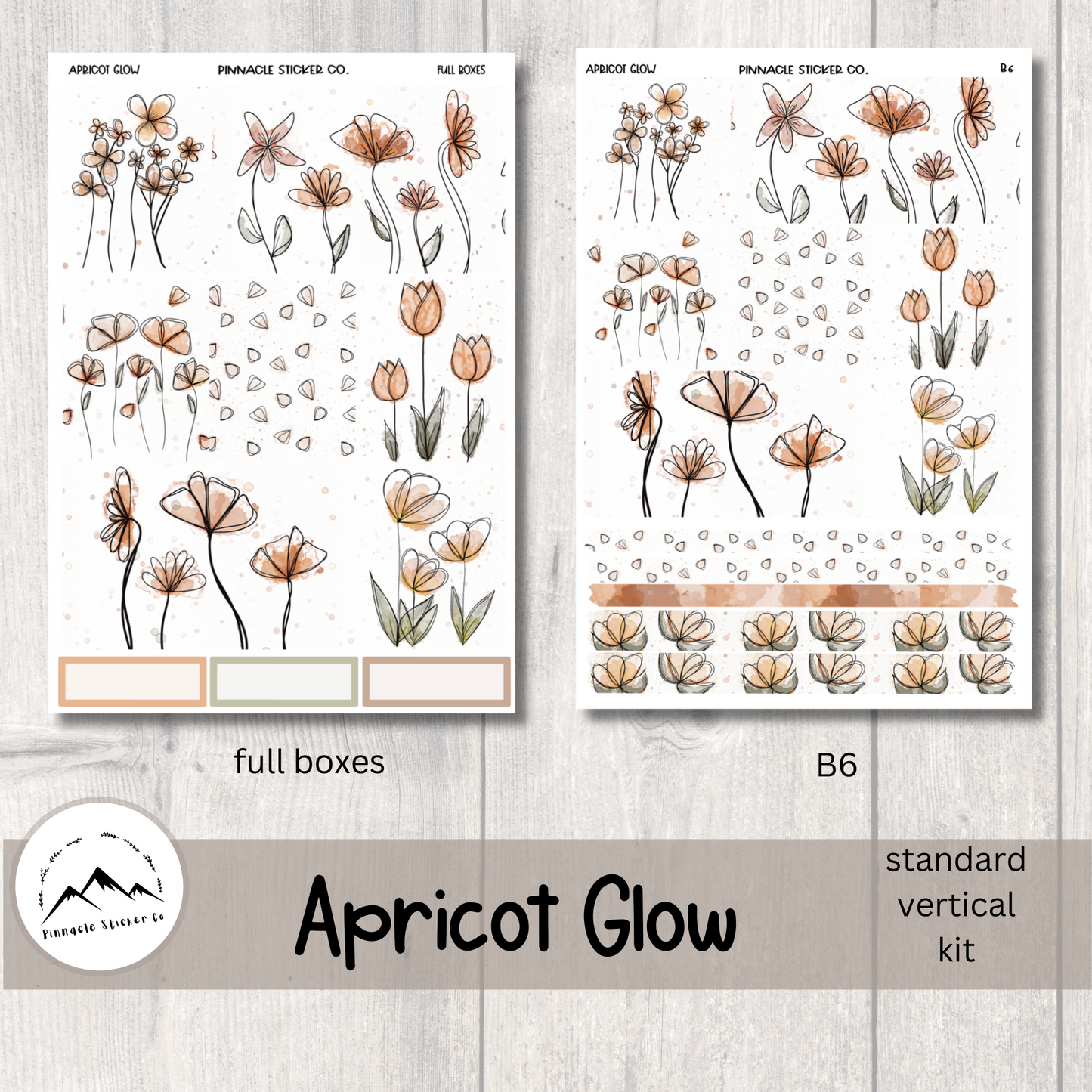 Apricot Glow Weekly Kit Planner Stickers