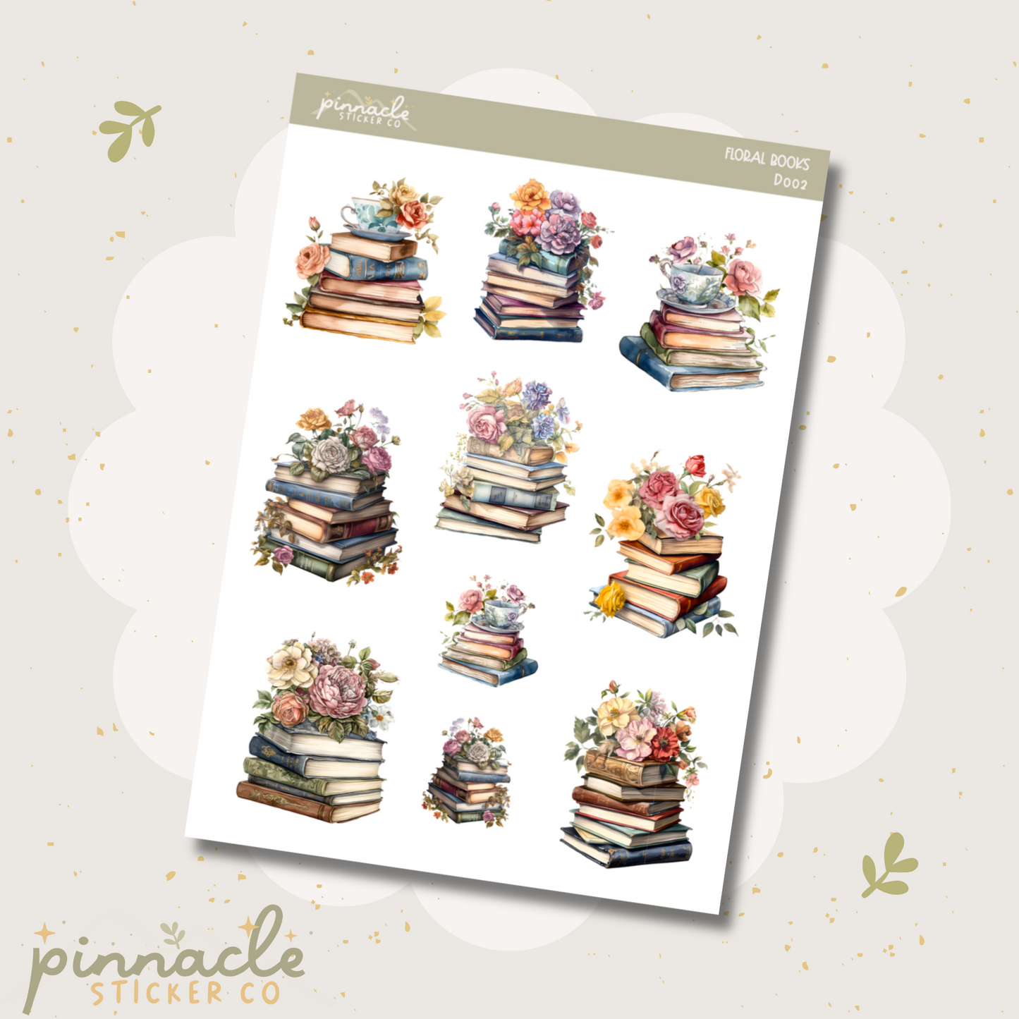 Floral Books Deco Planner Stickers