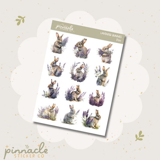 Lavender Bunnies Deco Planner Stickers