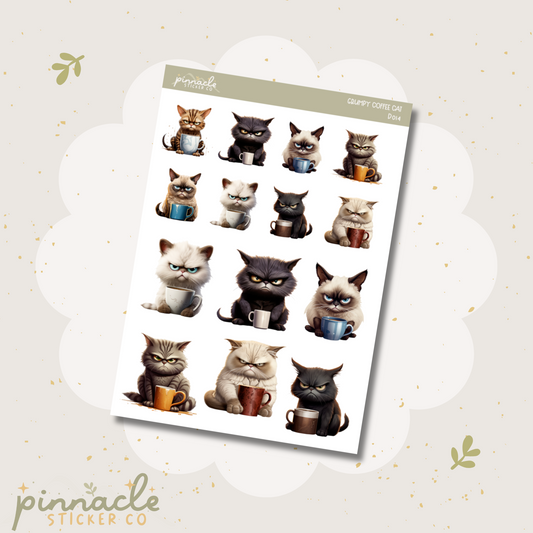 Grumpy Coffee Cats Planner Stickers