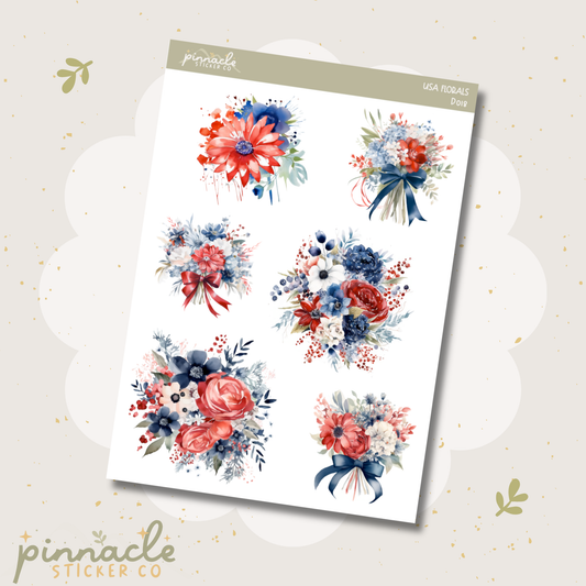 USA Flowers Deco Planner Stickers