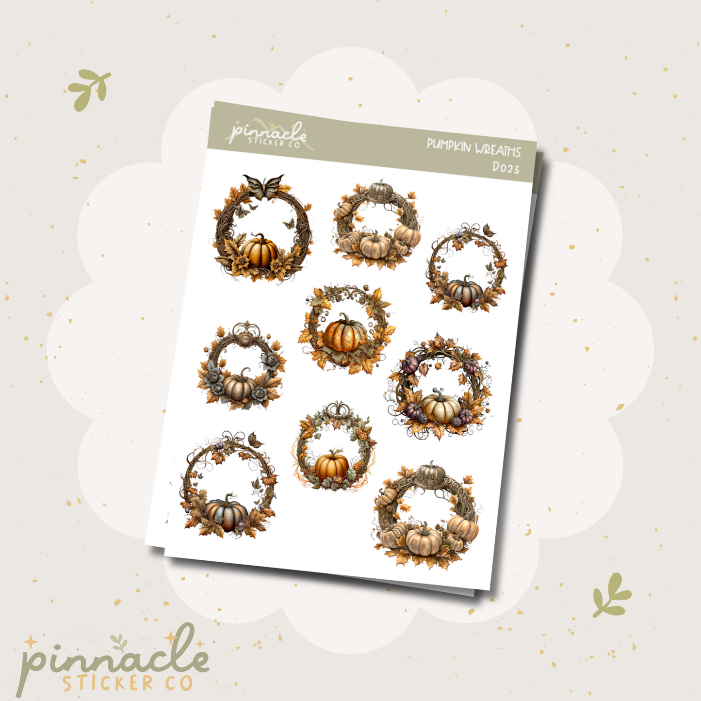 Pumpkin Wreaths Deco Planner Stickers