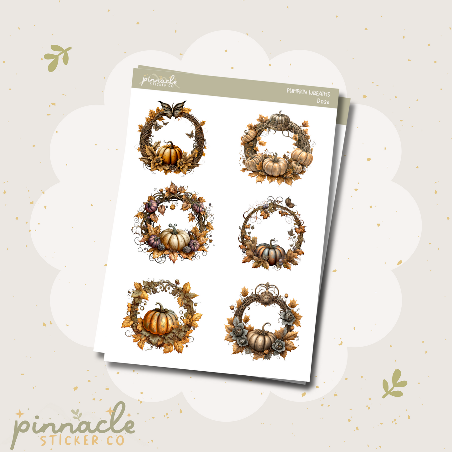 Pumpkin Wreaths Deco Planner Stickers