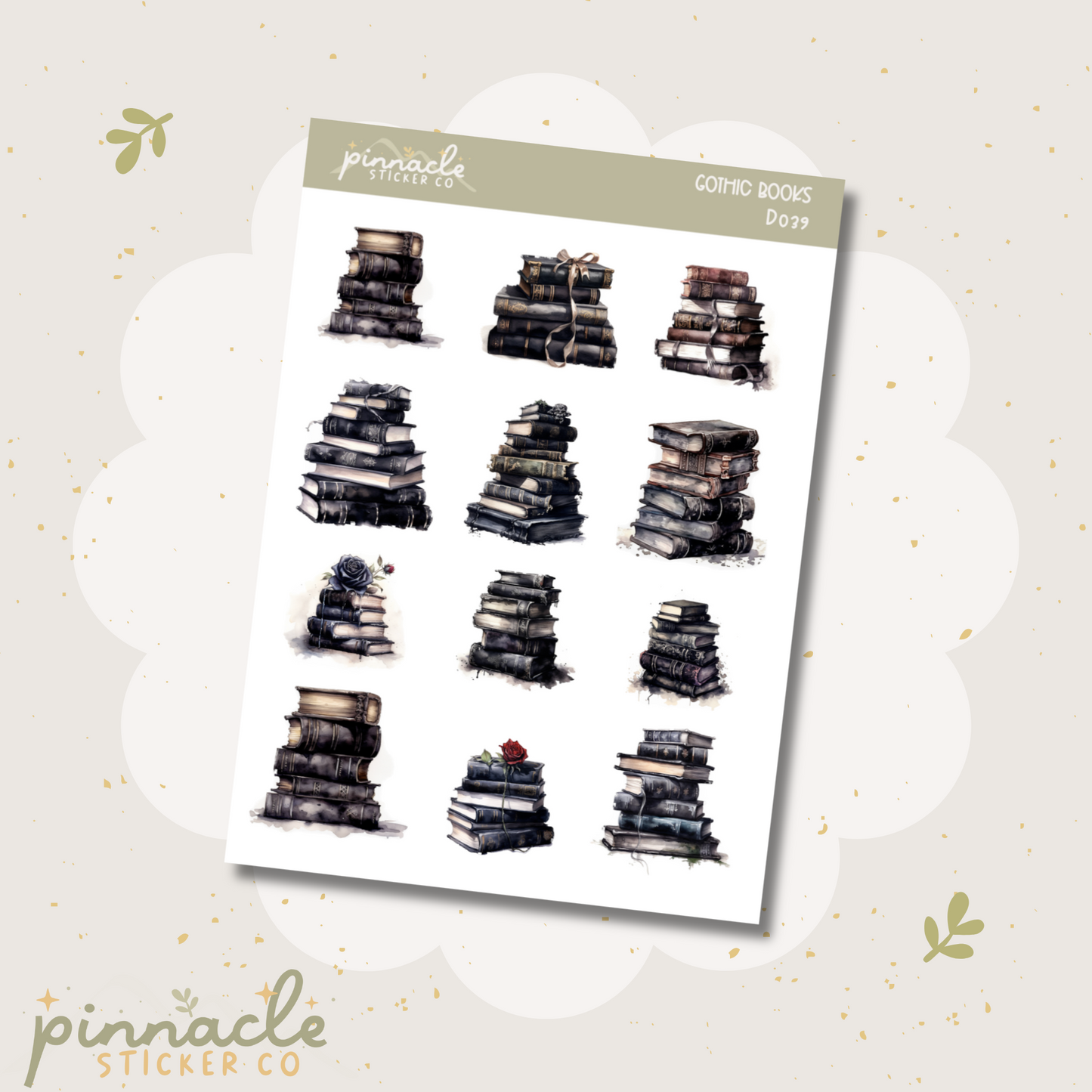 Gothic Books Deco Planner Stickers