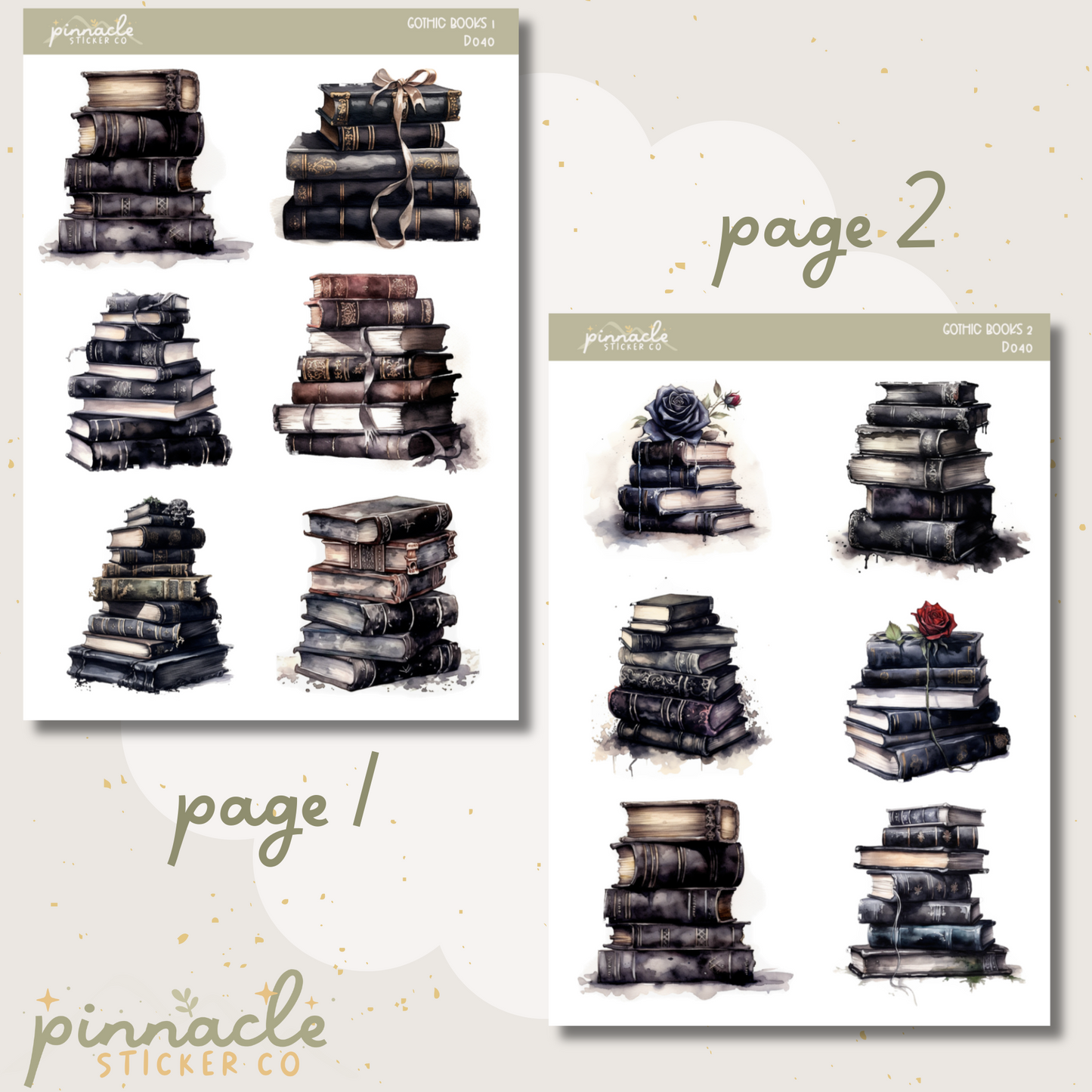 Gothic Books Deco Planner Stickers