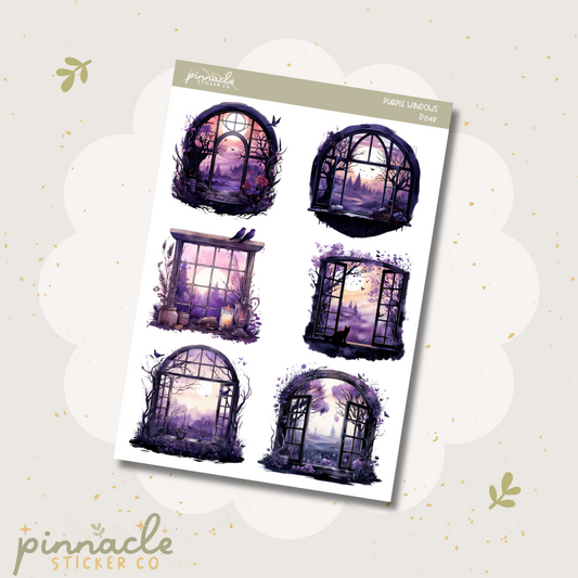 Purple Windows Deco Planner Stickers