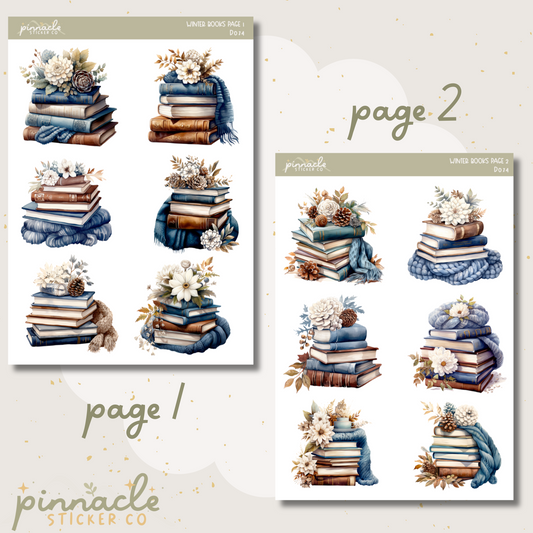 Winter Books Deco Planner Stickers