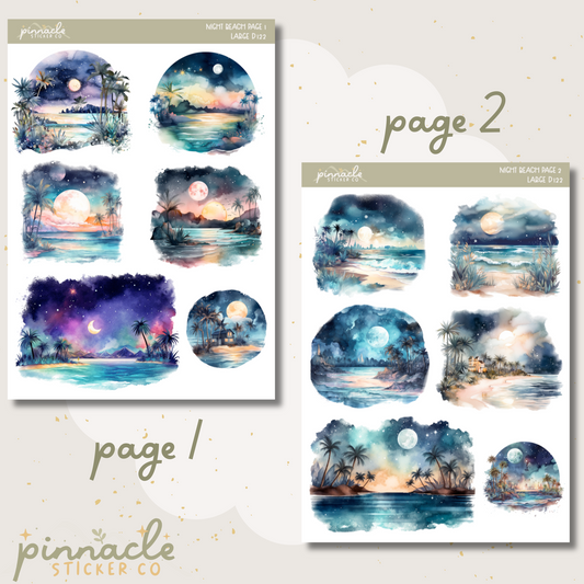 Night Beach Deco Planner Stickers
