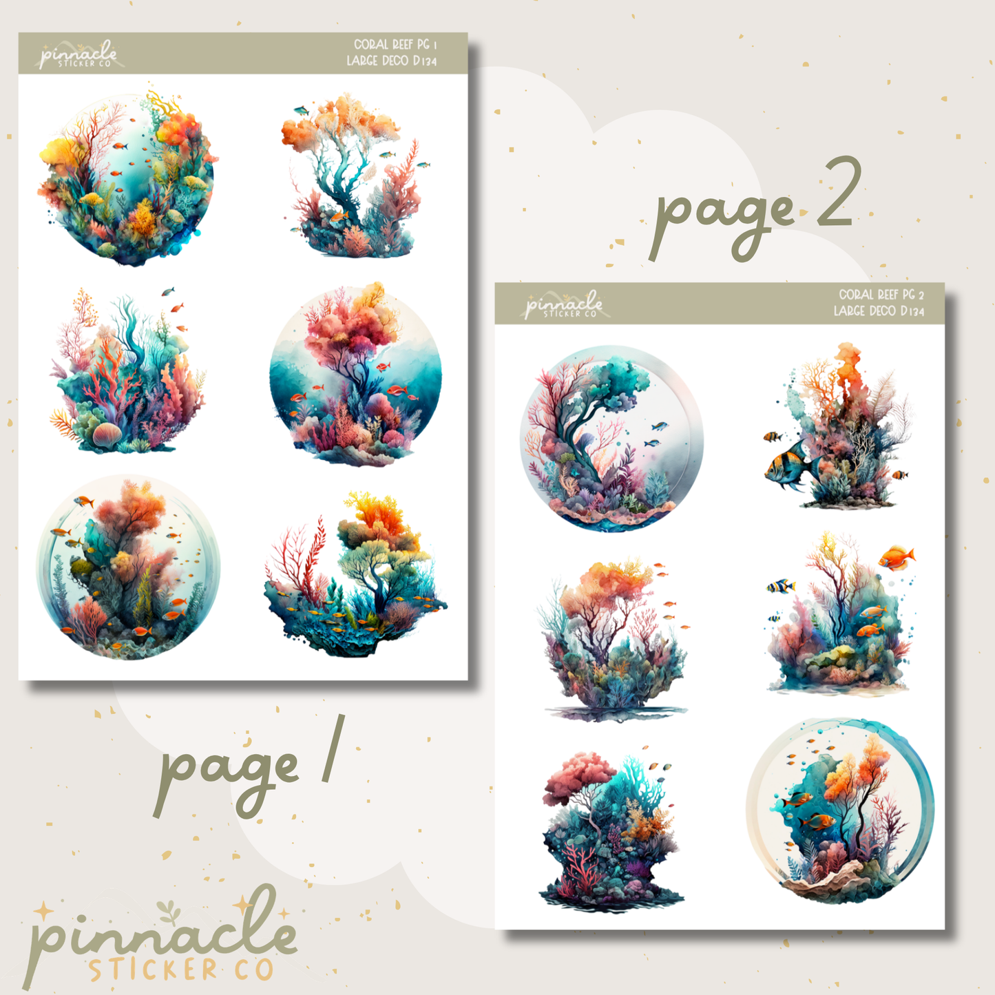 Coral Reef Deco Planner Stickers