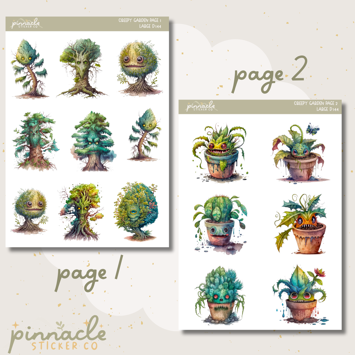 Creepy Garden Deco Planner Stickers