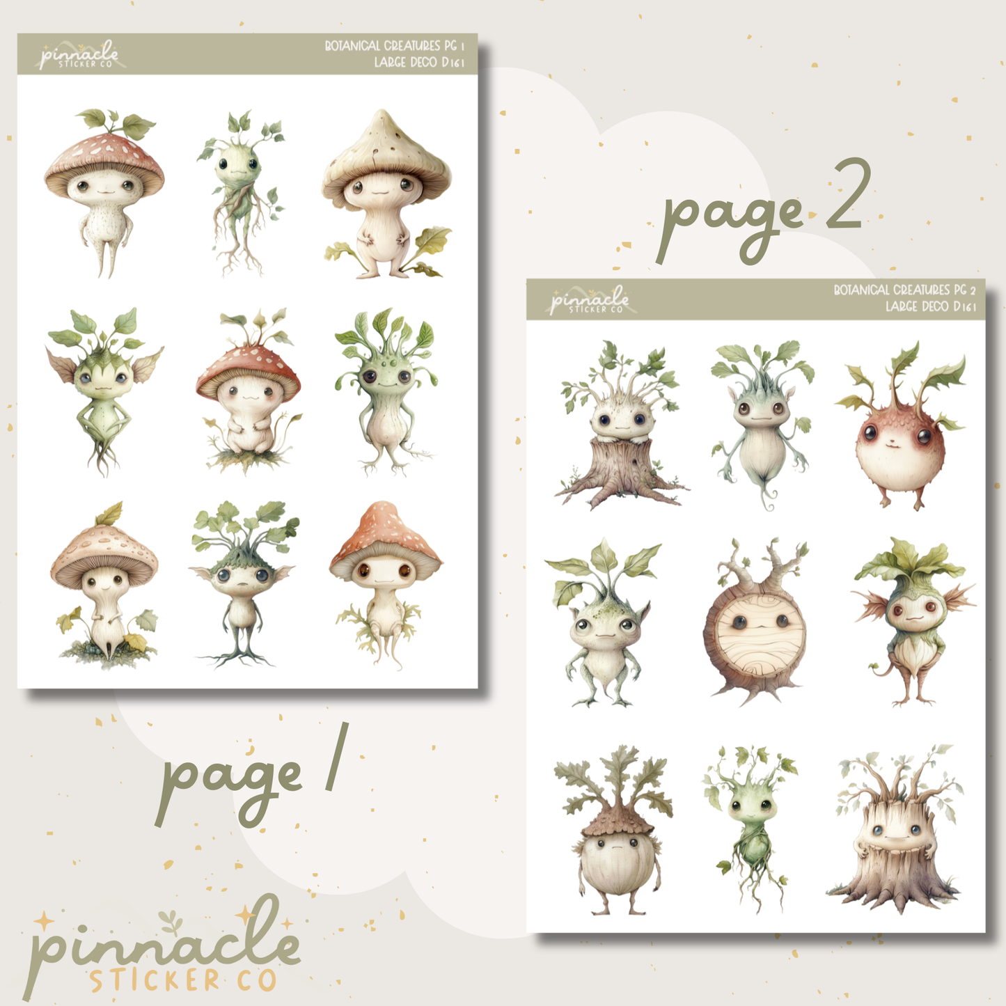 Botanical Creatures Deco Planner Stickers