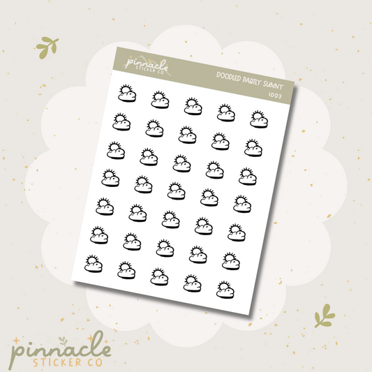 Partly Sunny Doodled Icon Stickers I003