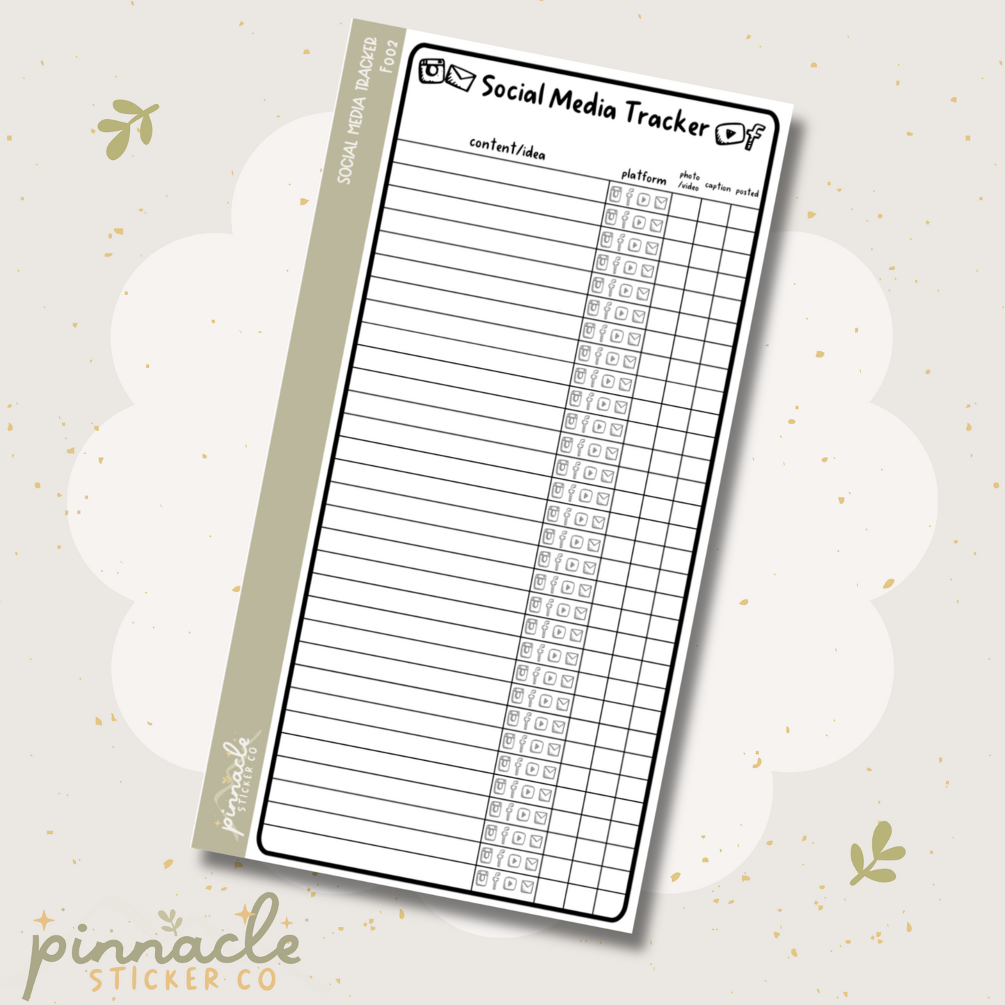 Social Media Tracker Full Sheet Planner Stickers