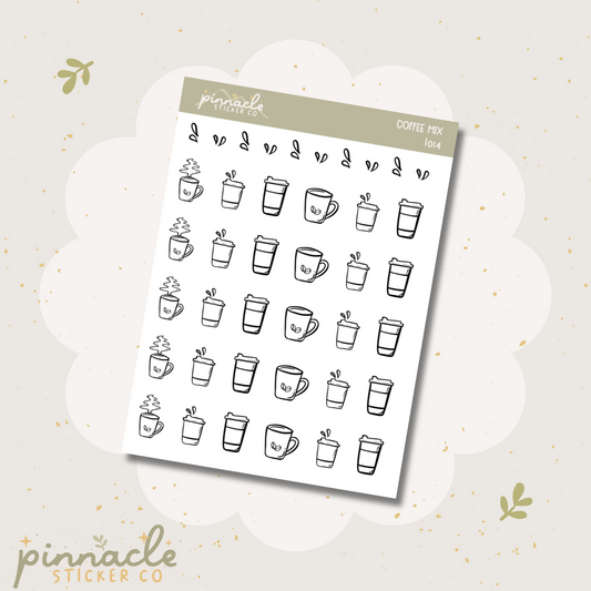 Coffee Mix Doodled Icon Stickers I014