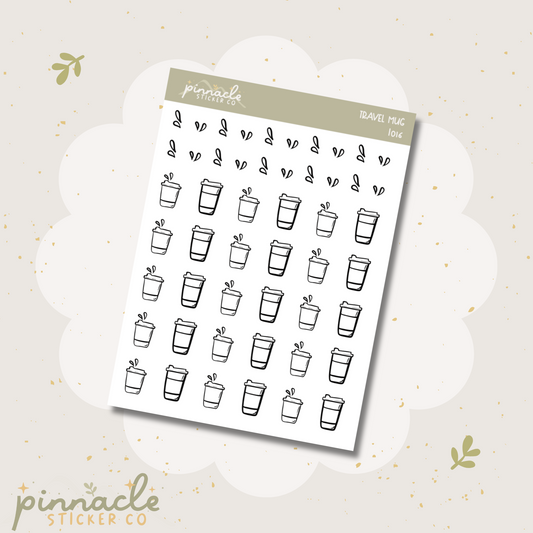 Travel Mug Doodled Icon Stickers I016