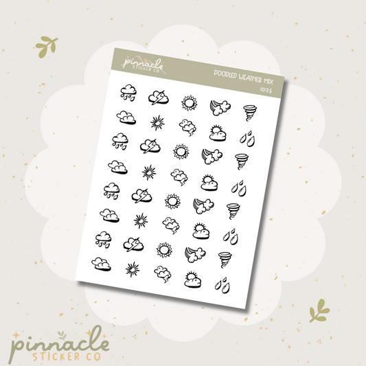 Doodled Weather Mix Icon Stickers I035