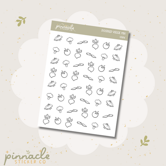 Veggie Mix Doodle Icon Stickers I086