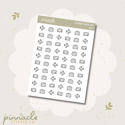 Travel Mix Doodle Icon Stickers I087