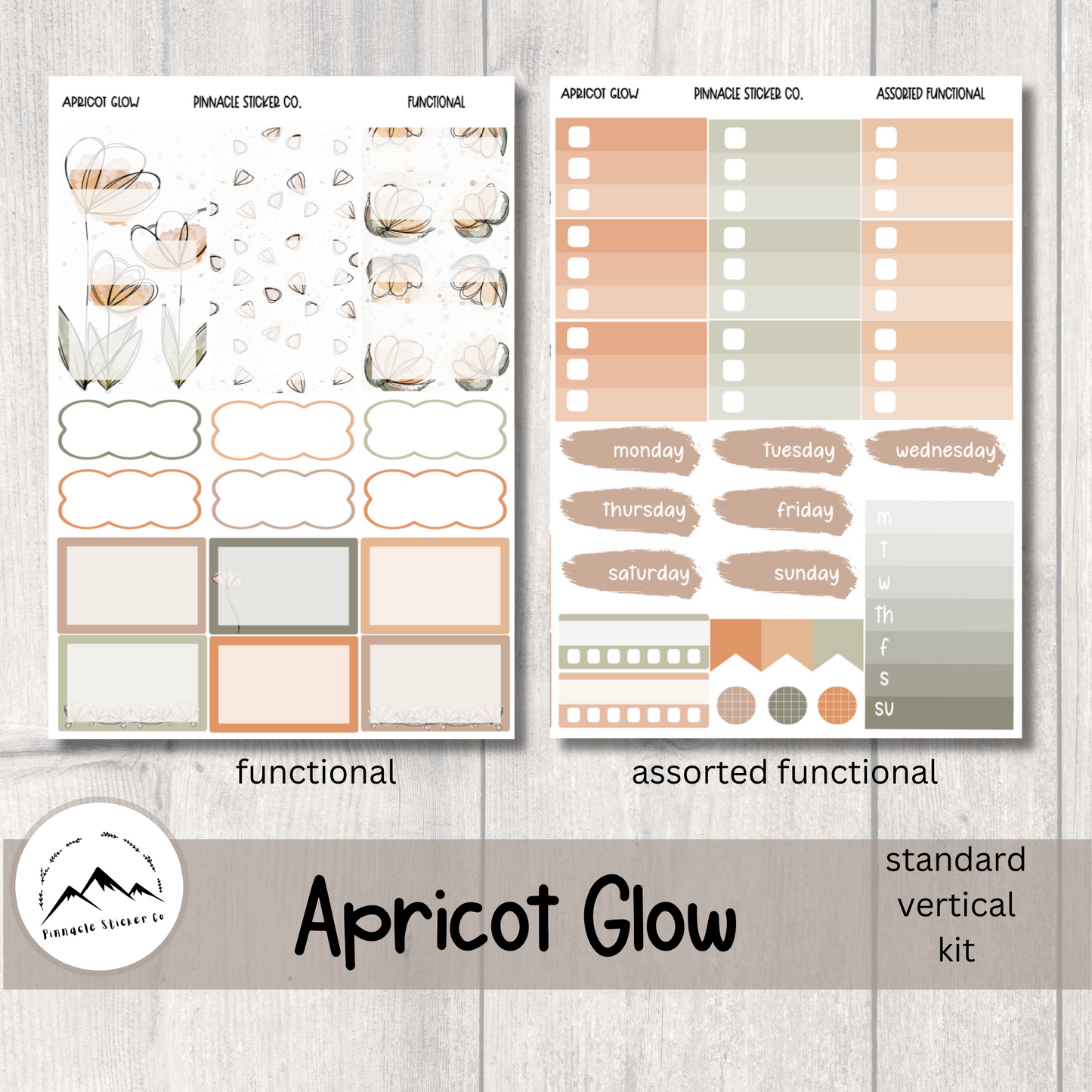 Apricot Glow Weekly Kit Planner Stickers