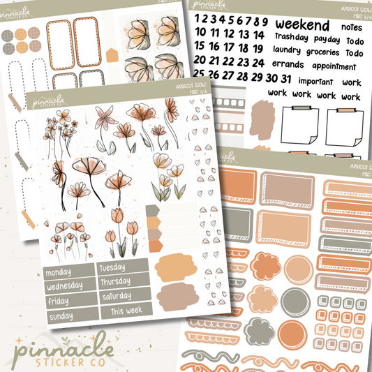 Apricot Glow Hobonichi Cousin Kit Planner Stickers