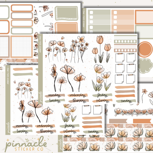 Apricot Glow Weekly Kit Planner Stickers
