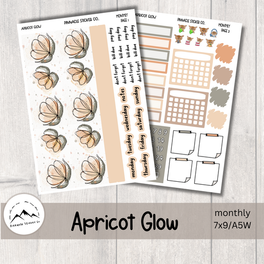 Apricot Glow Monthly Kit Planner Stickers