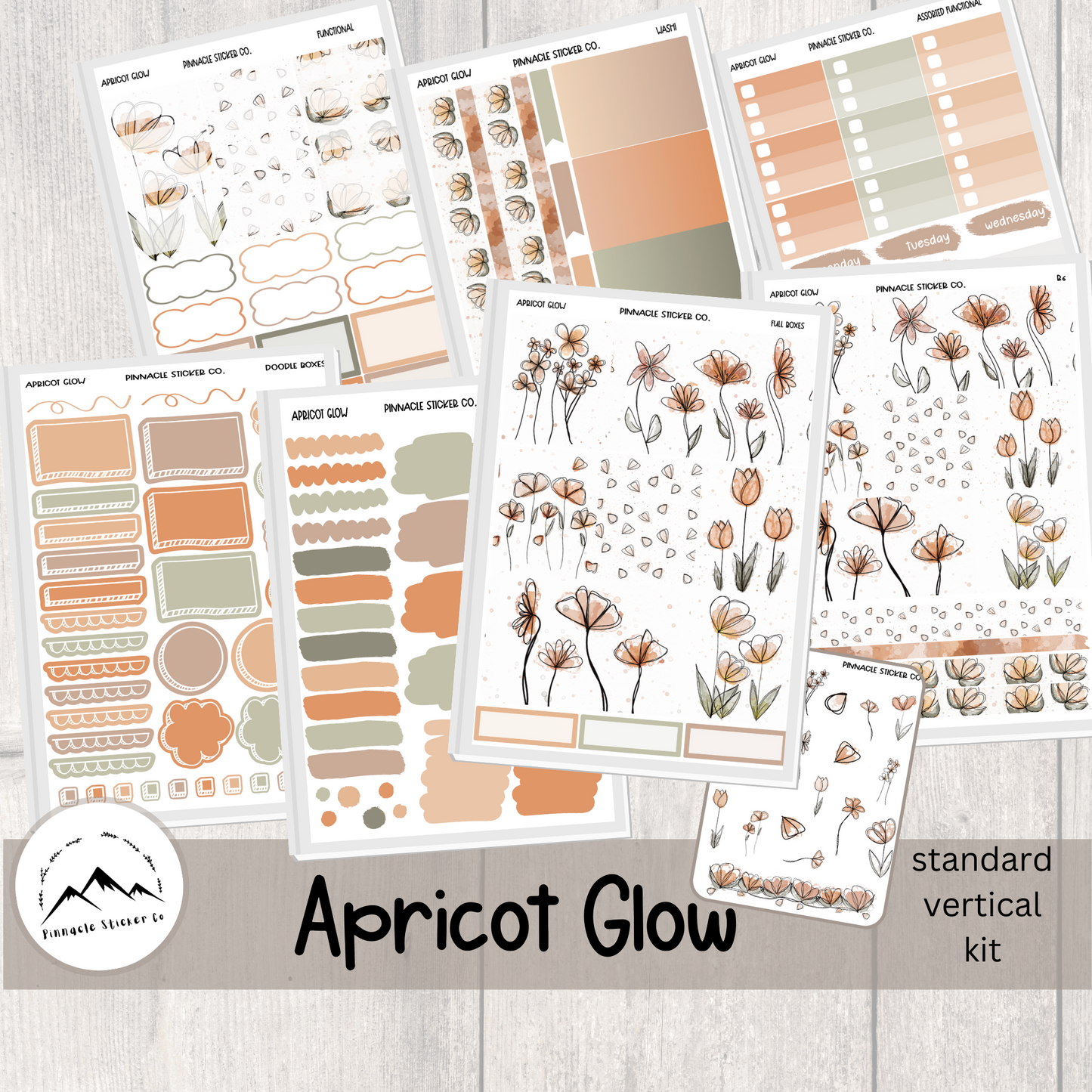 Apricot Glow Weekly Kit Planner Stickers