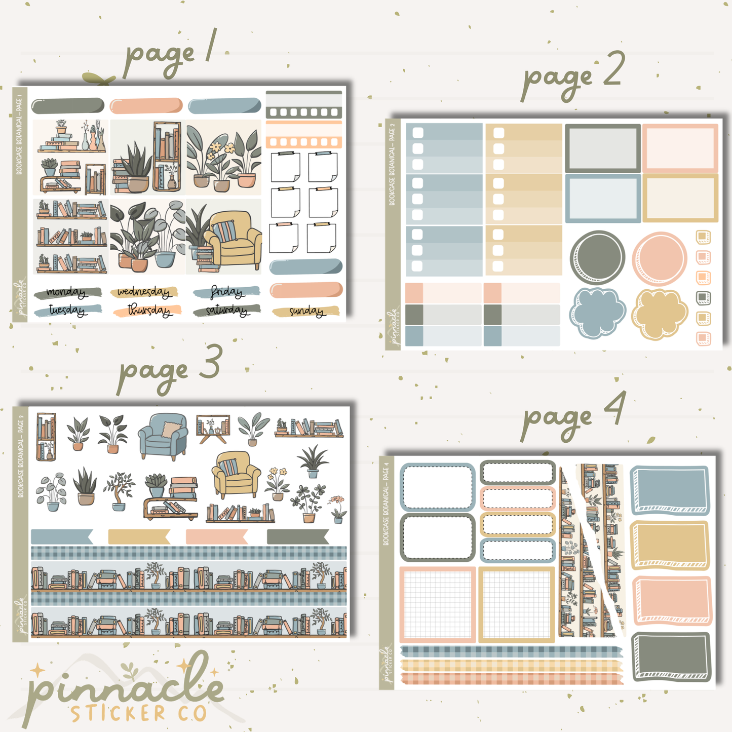 Bookcase Botanicals Weekly Kit Planner Stickers