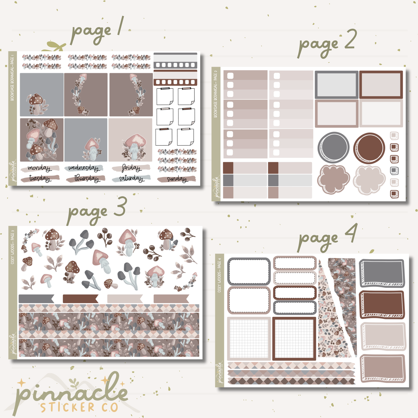 Cozy Woods Weekly Kit Planner Stickers