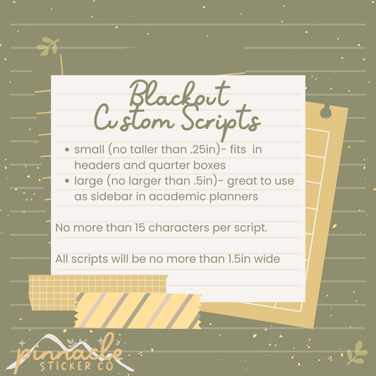 Blackout Custom Script Planner Stickers