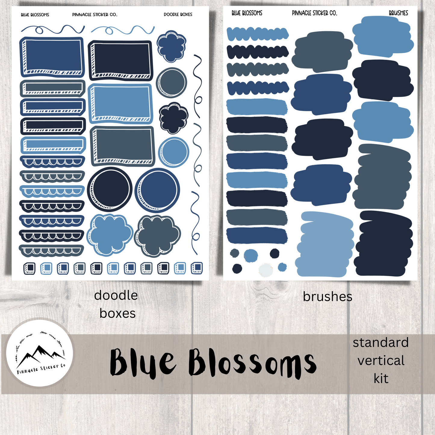 Blue Blossoms Weekly Kit Planner Stickers