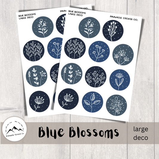 Blue Blossoms Deco Planner Stickers