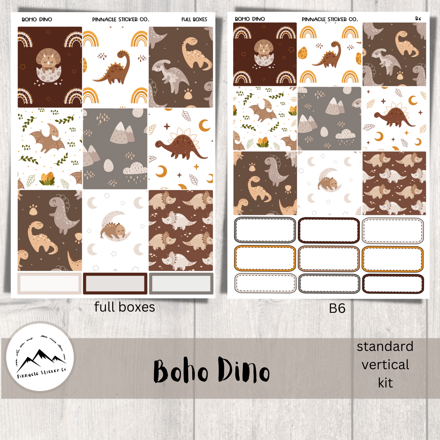 Boho Dino Weekly Kit Planner Stickers