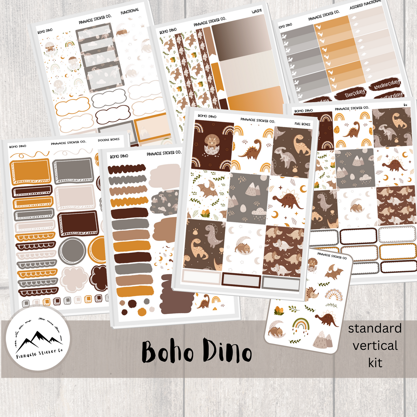 Boho Dino Weekly Kit Planner Stickers