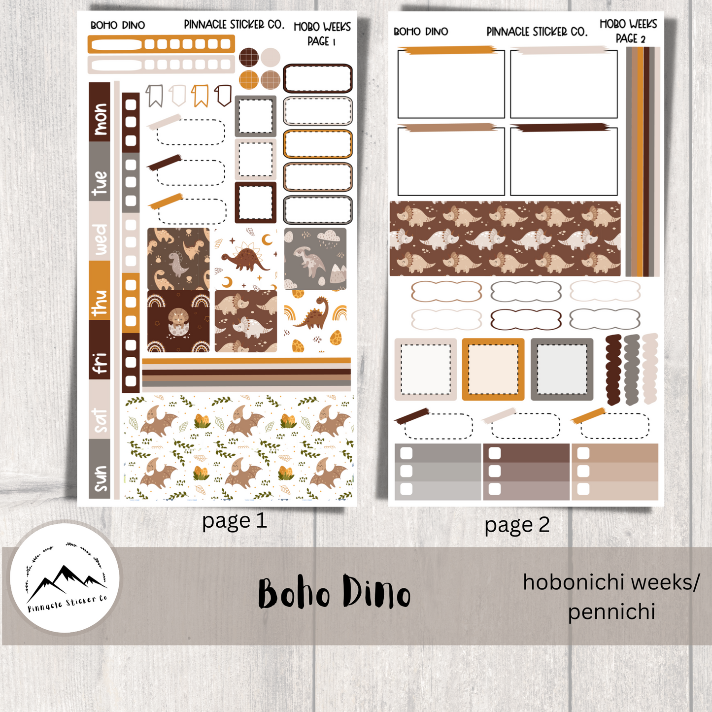 Boho Dino Hobonichi/Pennichi Planner Stickers