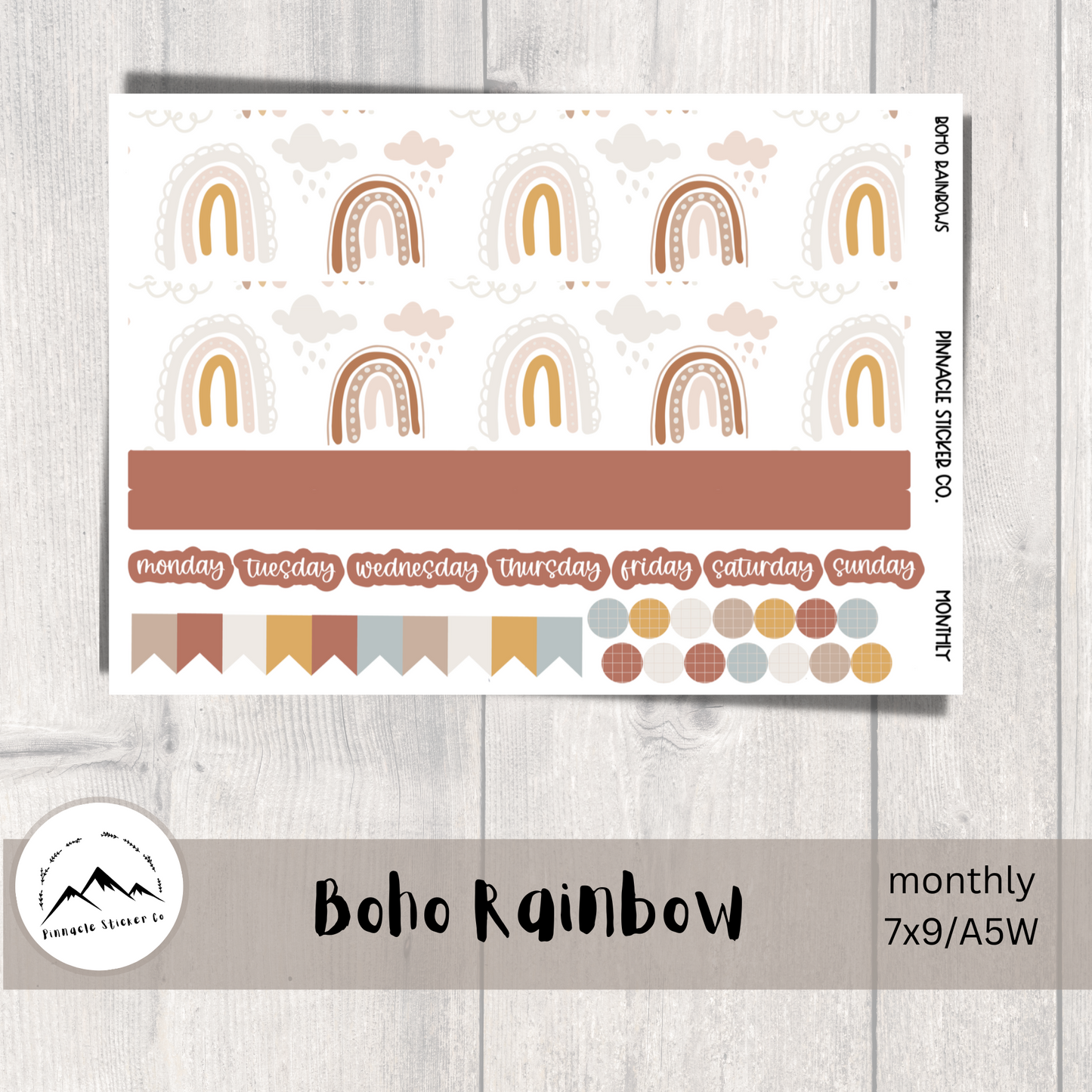 Boho Rainbow Monthly Kit Planner Stickers