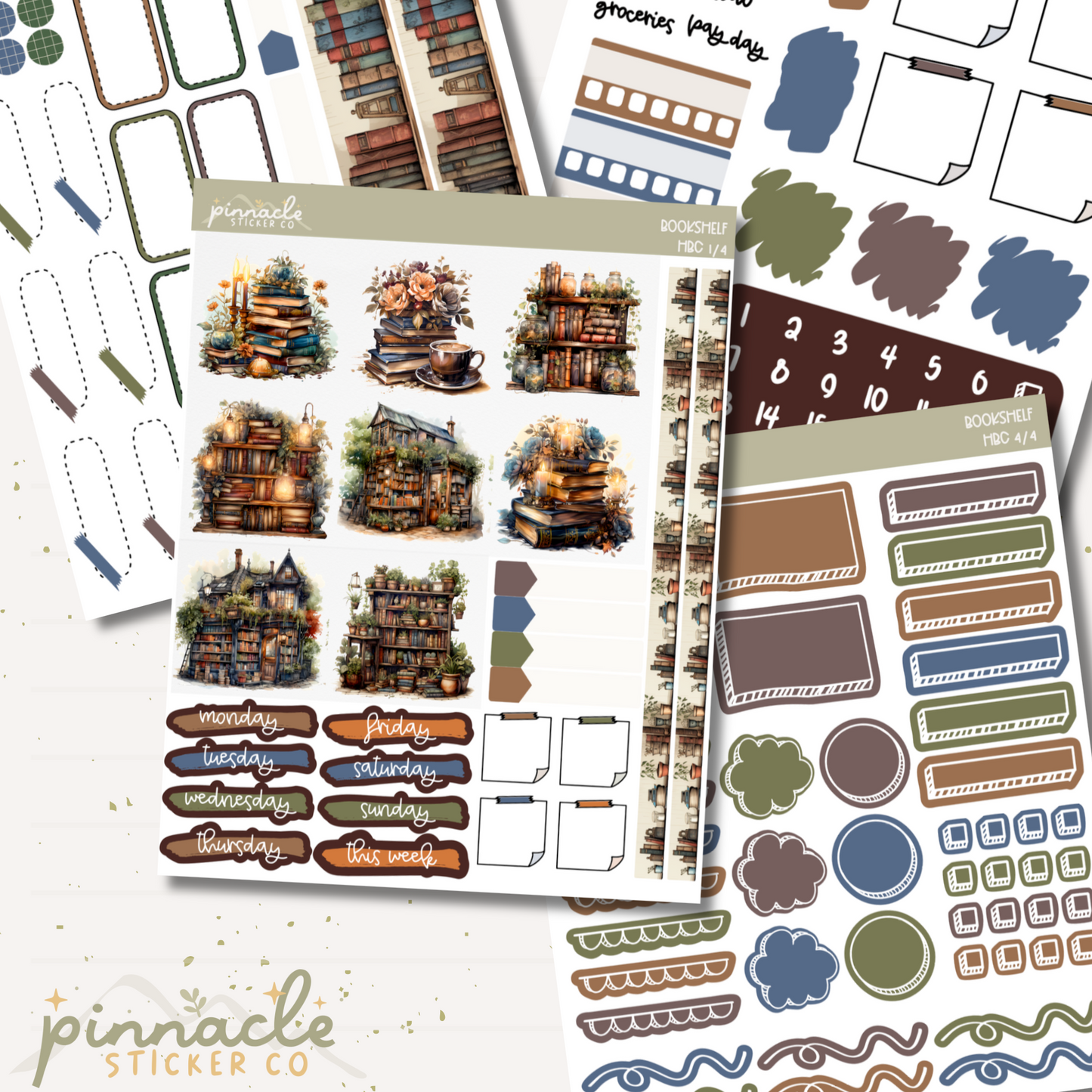 Bookshelf Hobonichi Cousin Kit Planner Stickers