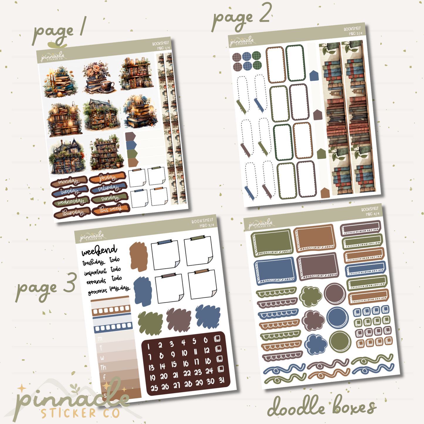 Bookshelf Hobonichi Cousin Kit Planner Stickers