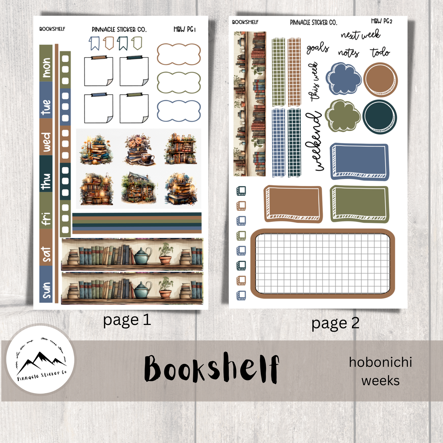 Bookshelf Hobonichi Weeks Planner Stickers