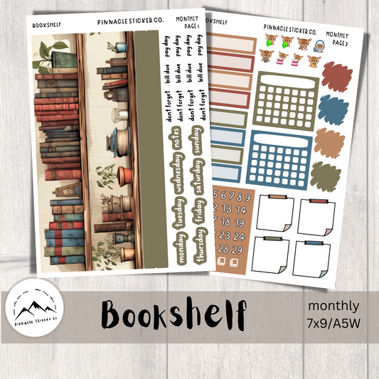 Bookshelf Monthly Kit Planner Stickers