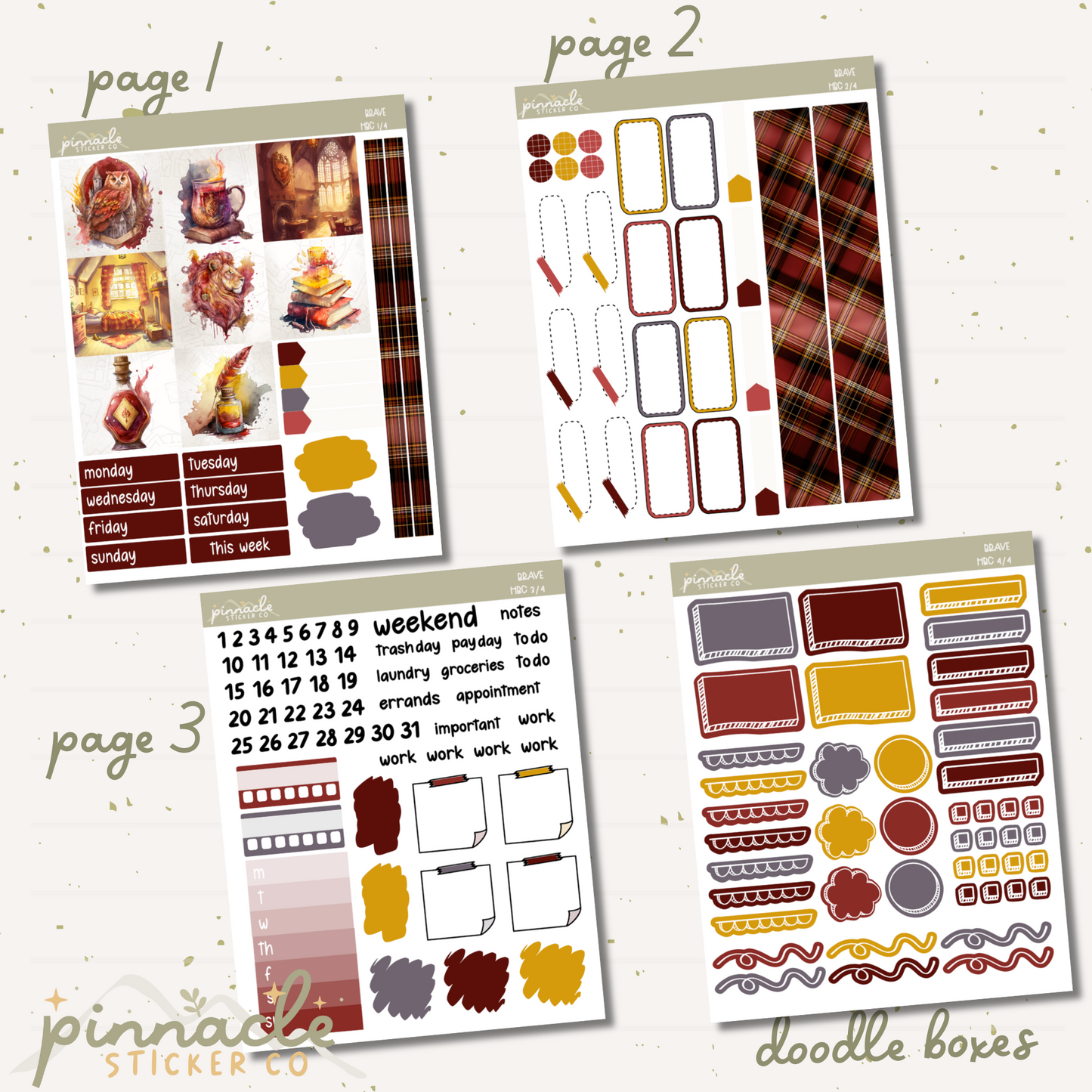 Brave Hobonichi Cousin Kit Planner Stickers