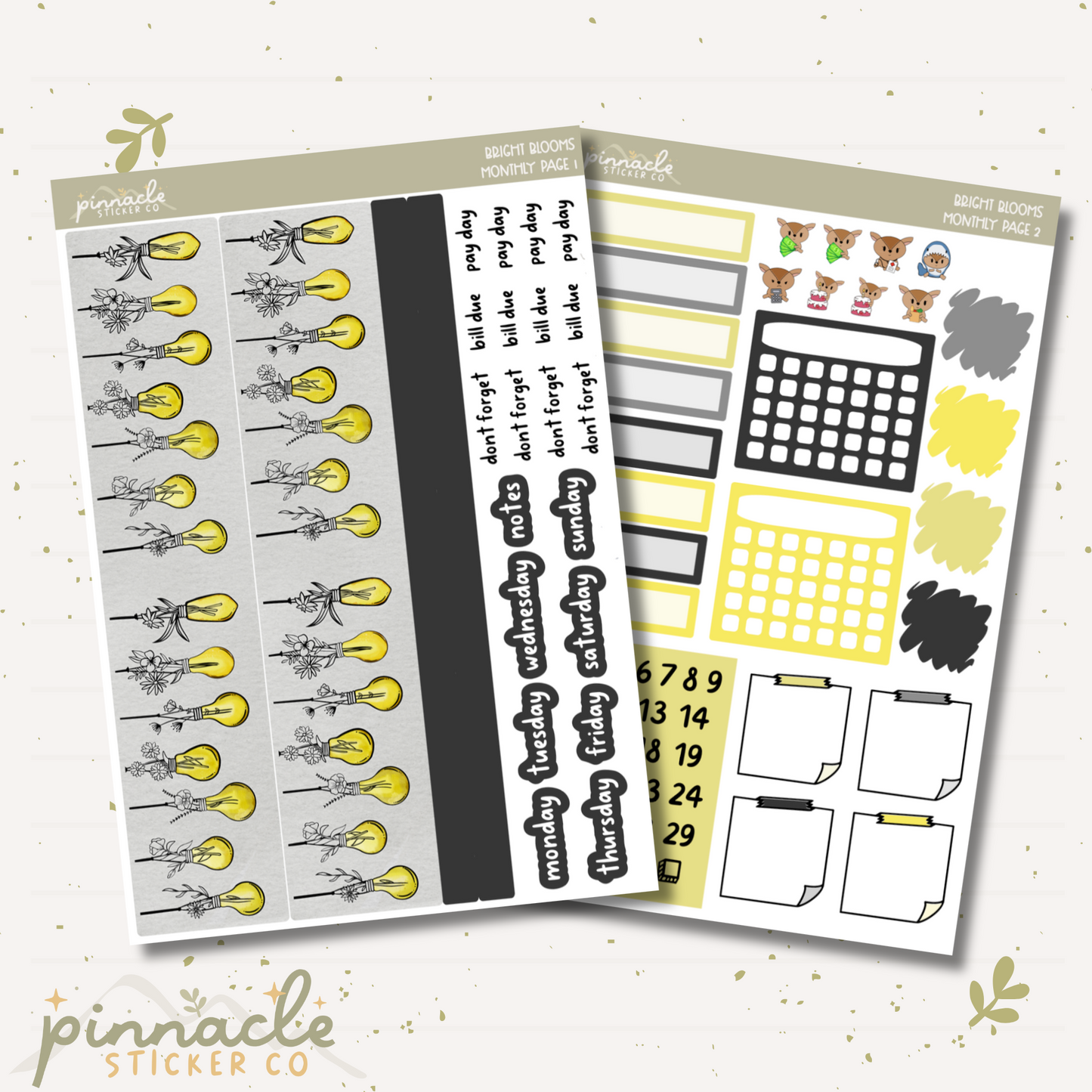 Bright Blooms Monthly Kit Planner Stickers